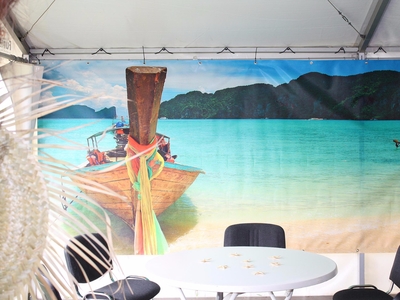 Beach-Party Wanddekoration Dekovorhang  &quot;Boot&quot; mieten